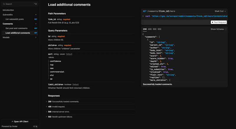 Reddit scrAPI screenshot 2