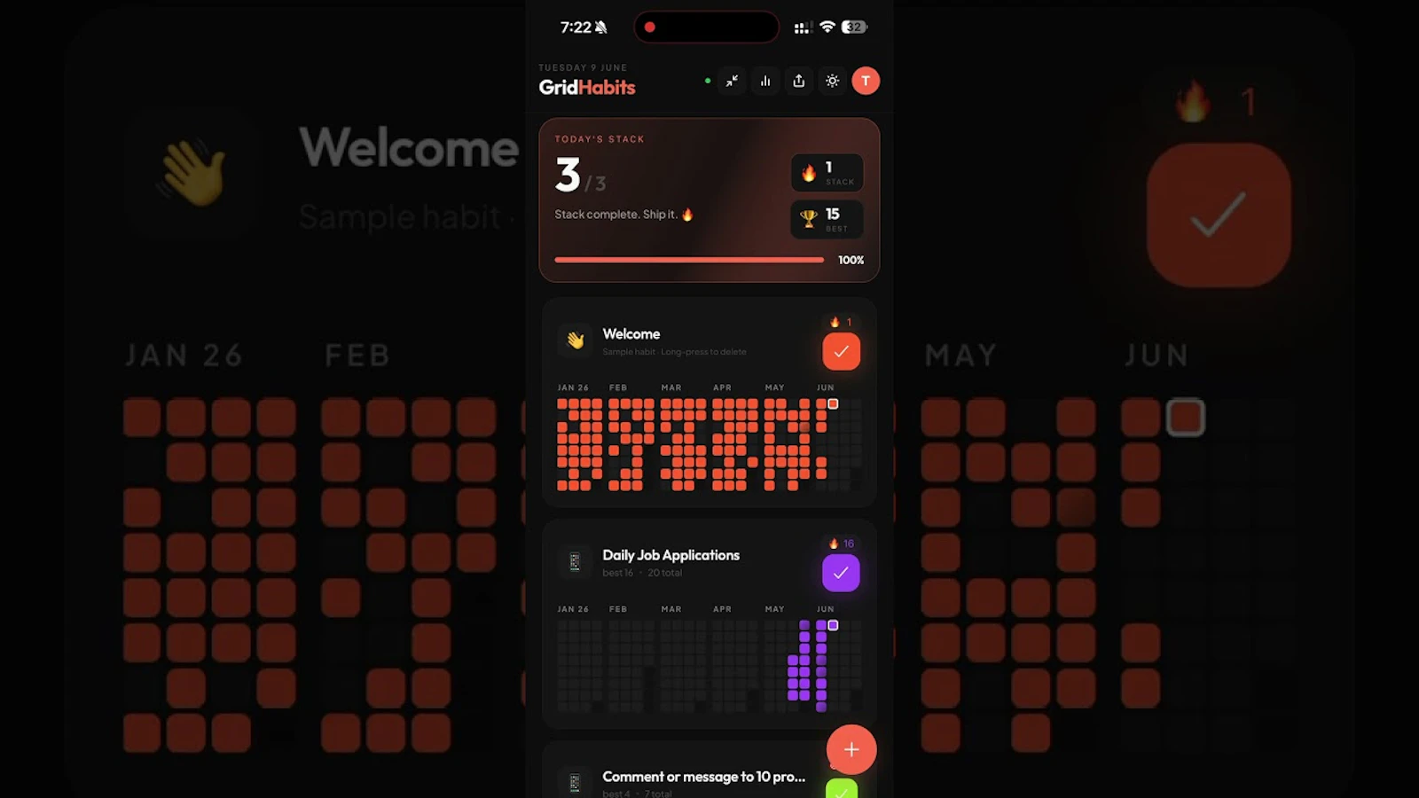 GridHabits screenshot 1 (video preview)