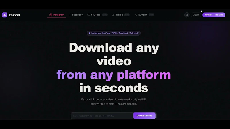 TezVid-Free Insta, FB, YT Video Download screenshot 1 (video preview)