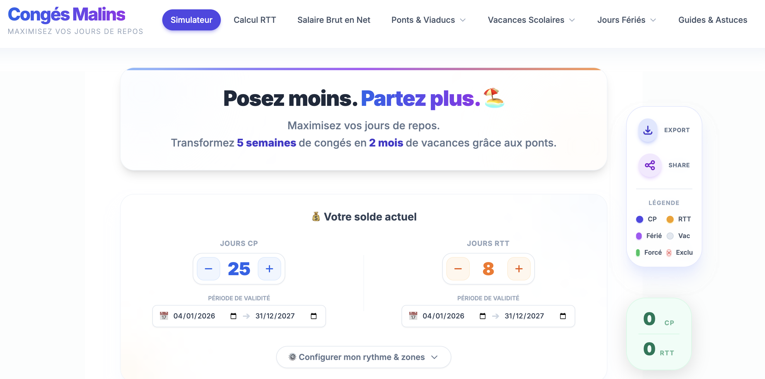 Conges Malins - Main product screenshot demonstrating key features and user interface