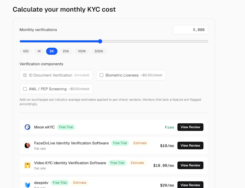 KYC Cost Calculator by PrimeBiometry screenshot 3
