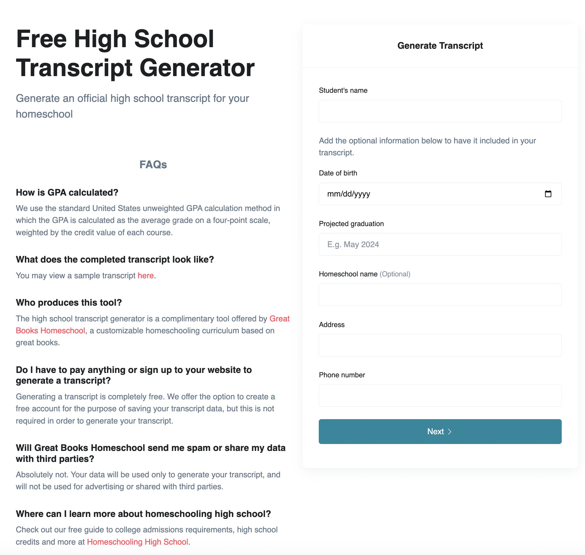 Free High School Transcript Generator media 1