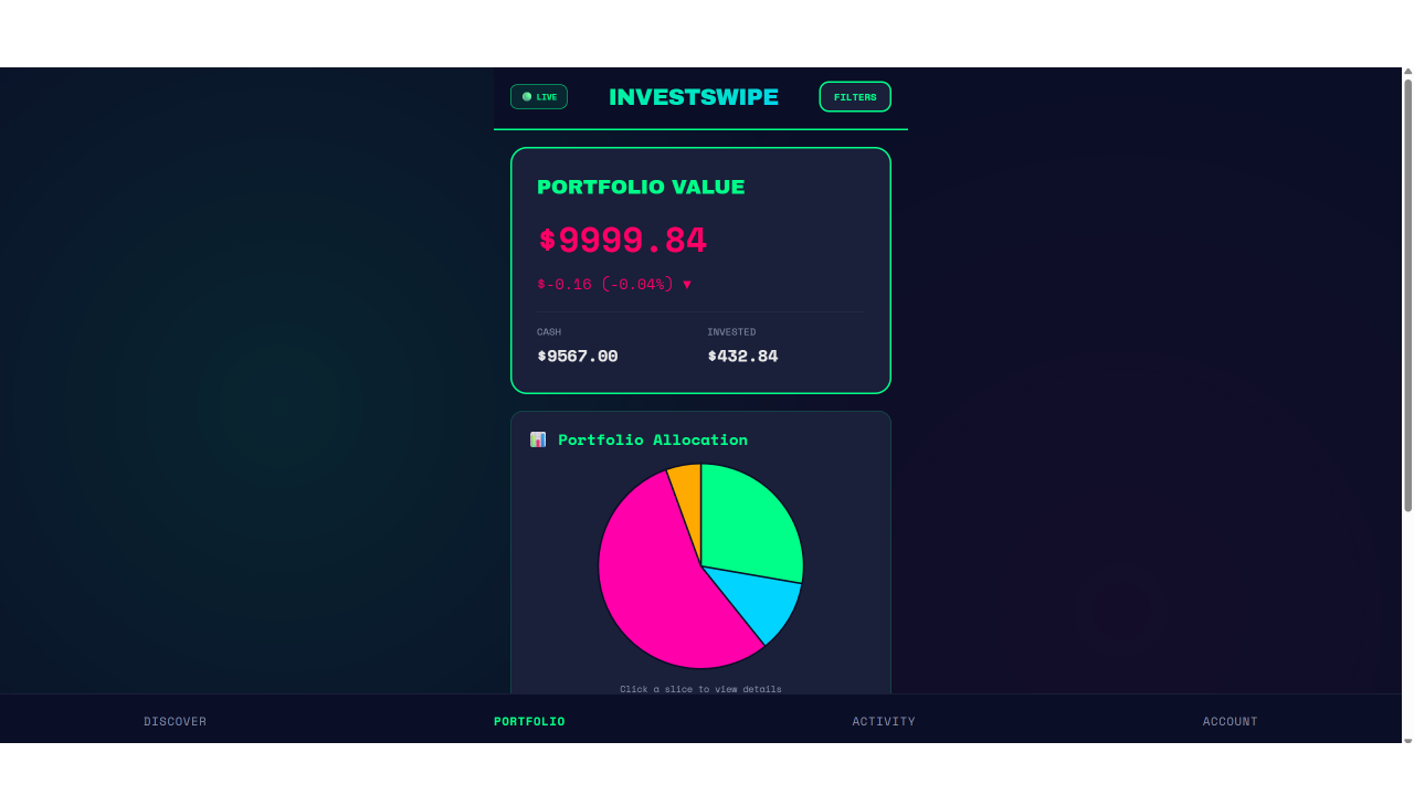 InvestSwipe - Screenshot 3 showing product features and functionality