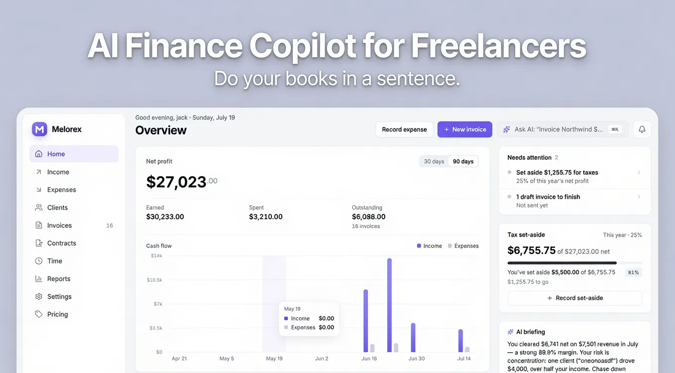 Melorex - AI for Freelance Finance gallery image