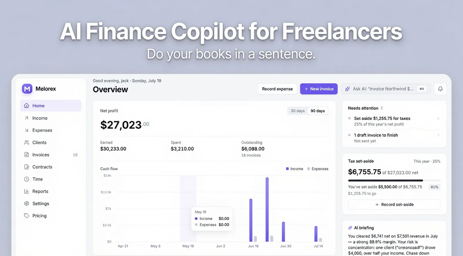 Melorex - AI for Freelance Finance screenshot 1
