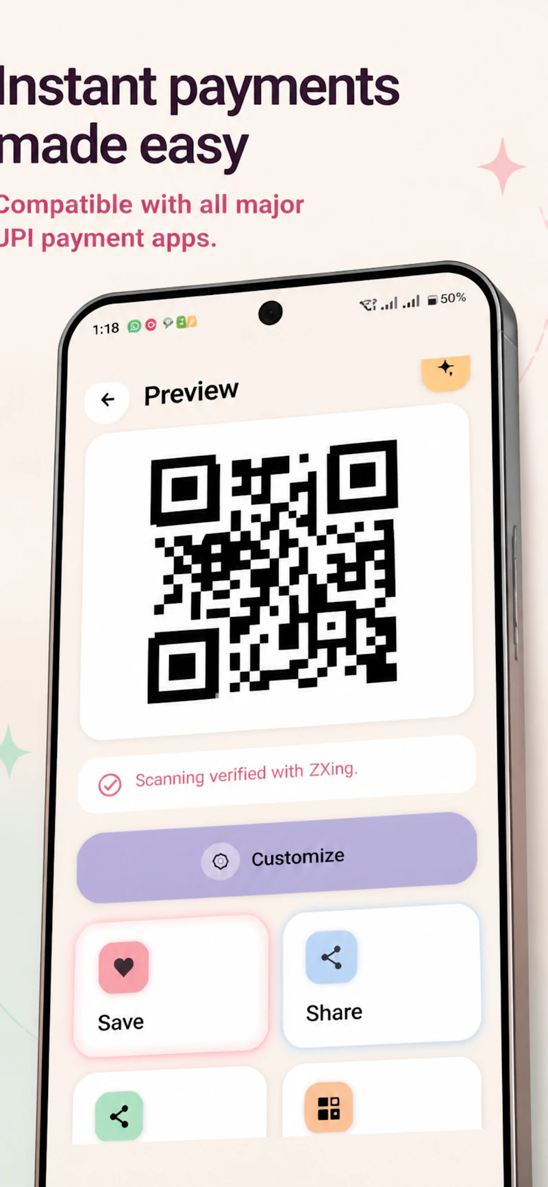 QR Code Generator WiFi Menu QR screenshot 2