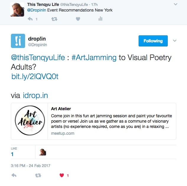 Twitter event recommendation bot gallery image