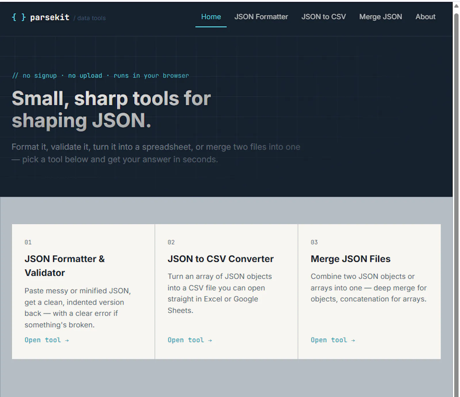 Parsekit — Free JSON Tools for Developer screenshot 1