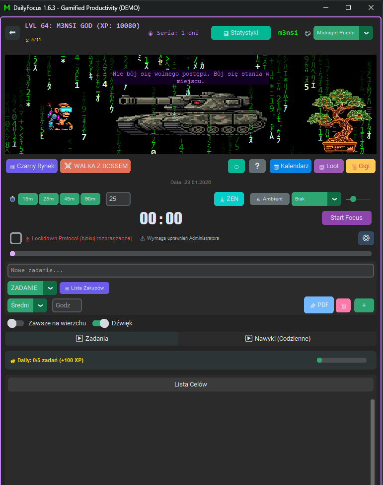 DailyFocus - Main product screenshot demonstrating key features and user interface