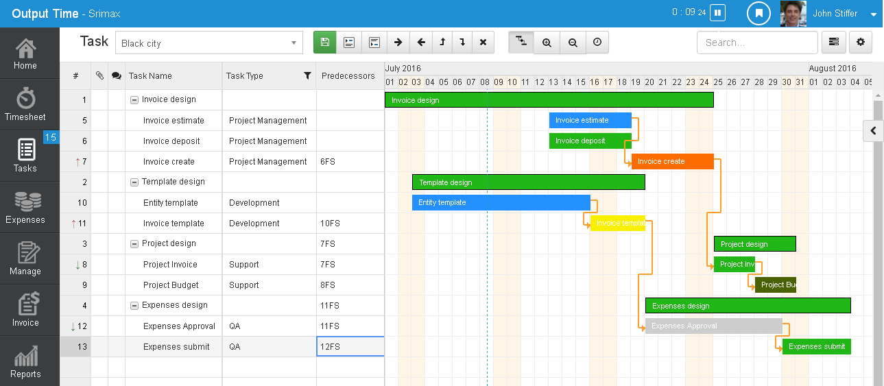 Output Time - Self hosted Project Management App gallery image