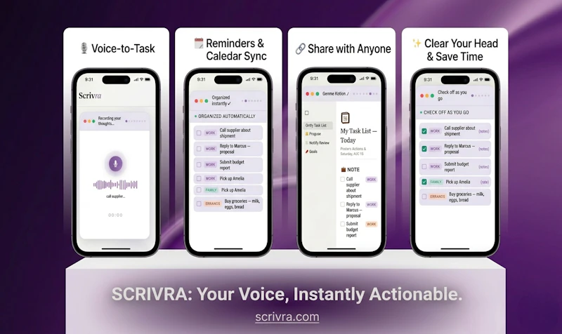 Scrivra – Voice to tasks instantly screenshot 3