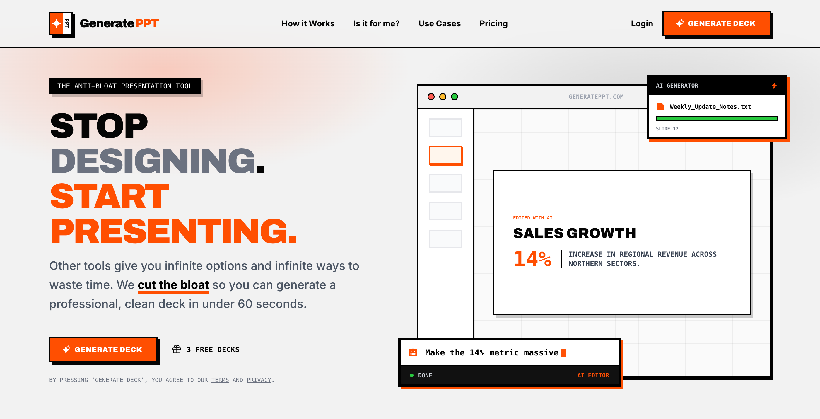 GeneratePPT: The anti-bloat presentation tool | Product Hunt