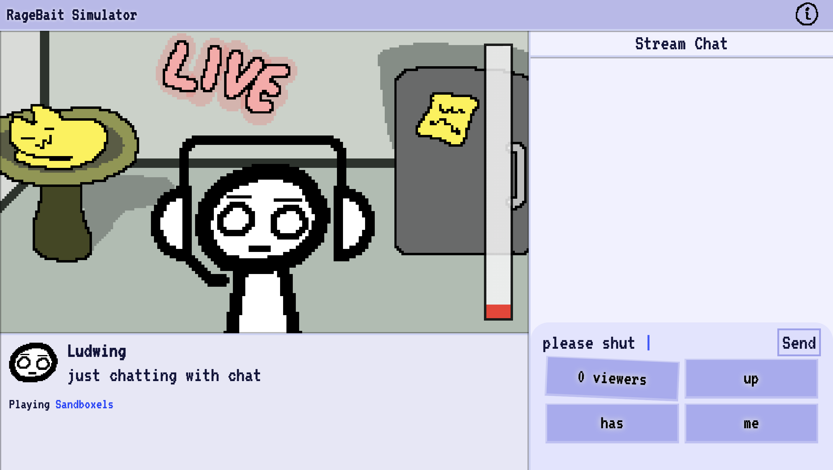 RageBait Simulator - Main product screenshot demonstrating key features and user interface