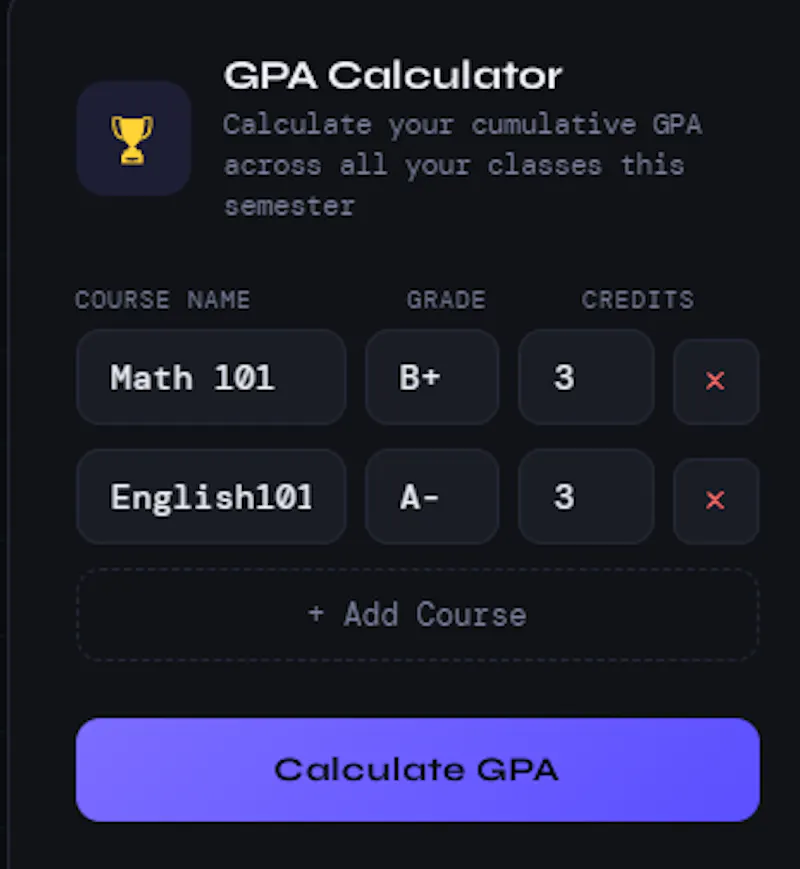 Active Student Grade Calculator screenshot 1