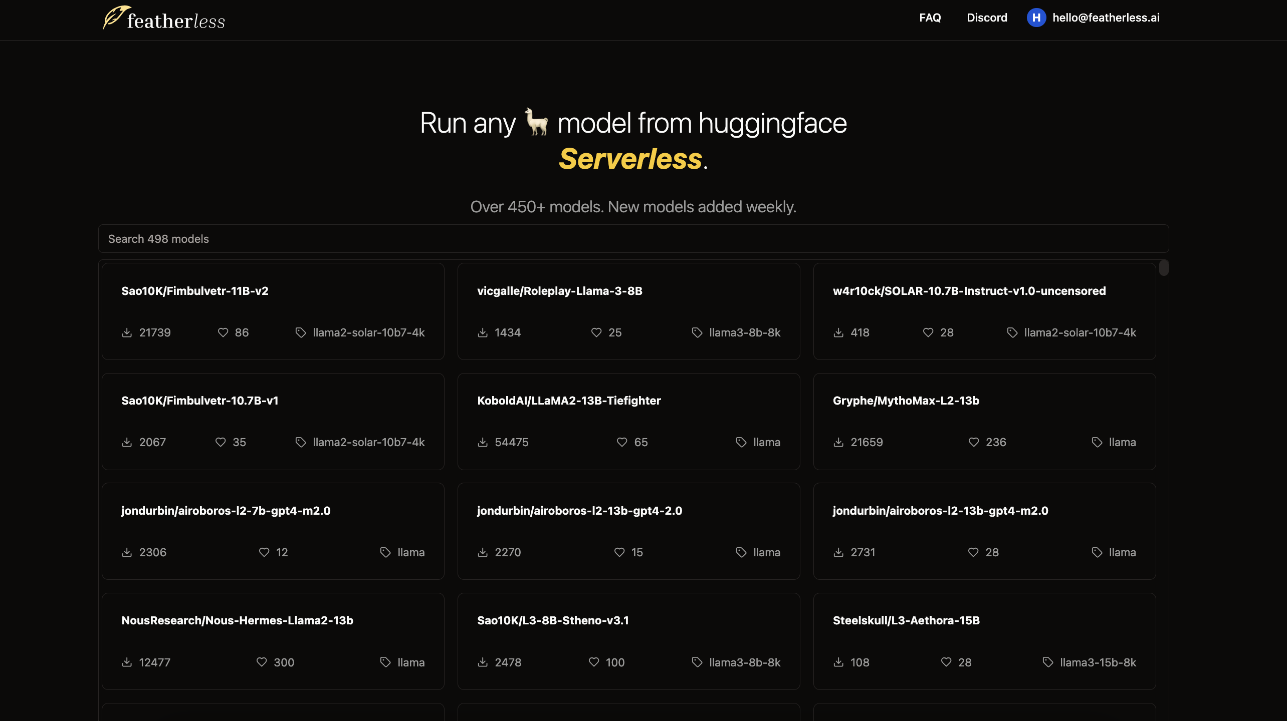 startuptile Featherless LLM-run every ???? model on HuggingFace. Serverless