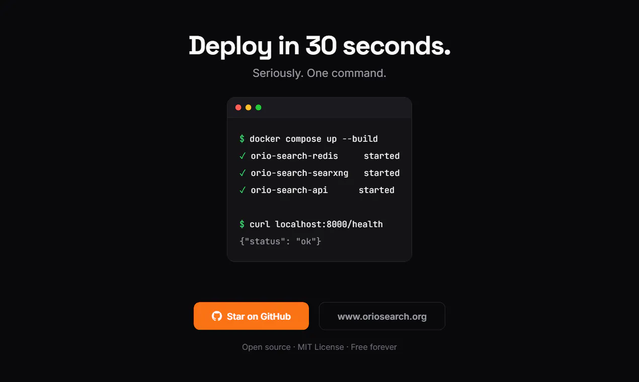 OrioSearch: Your AI Agent need WebSearch gallery image