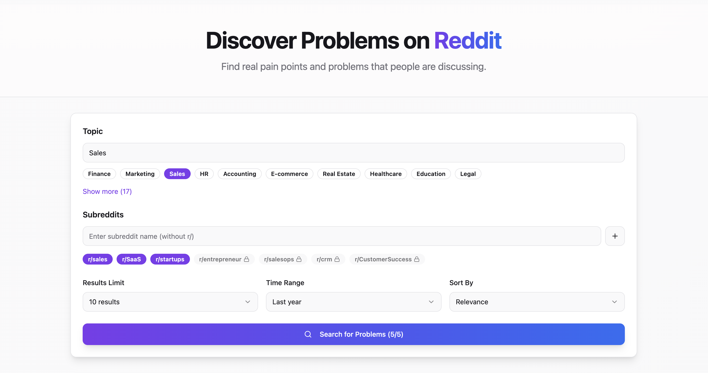 Reddit Problem Finder gallery image