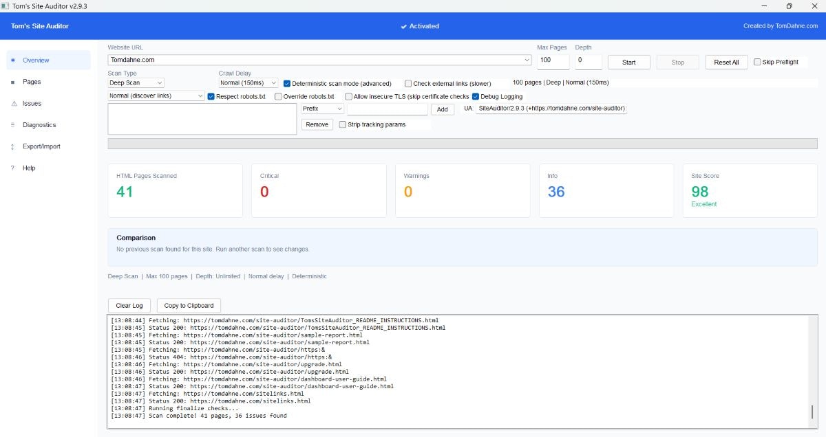 Seo Site Auditor - Main product screenshot demonstrating key features and user interface