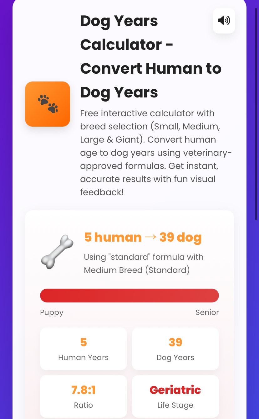 Dog Years Calculator gallery image
