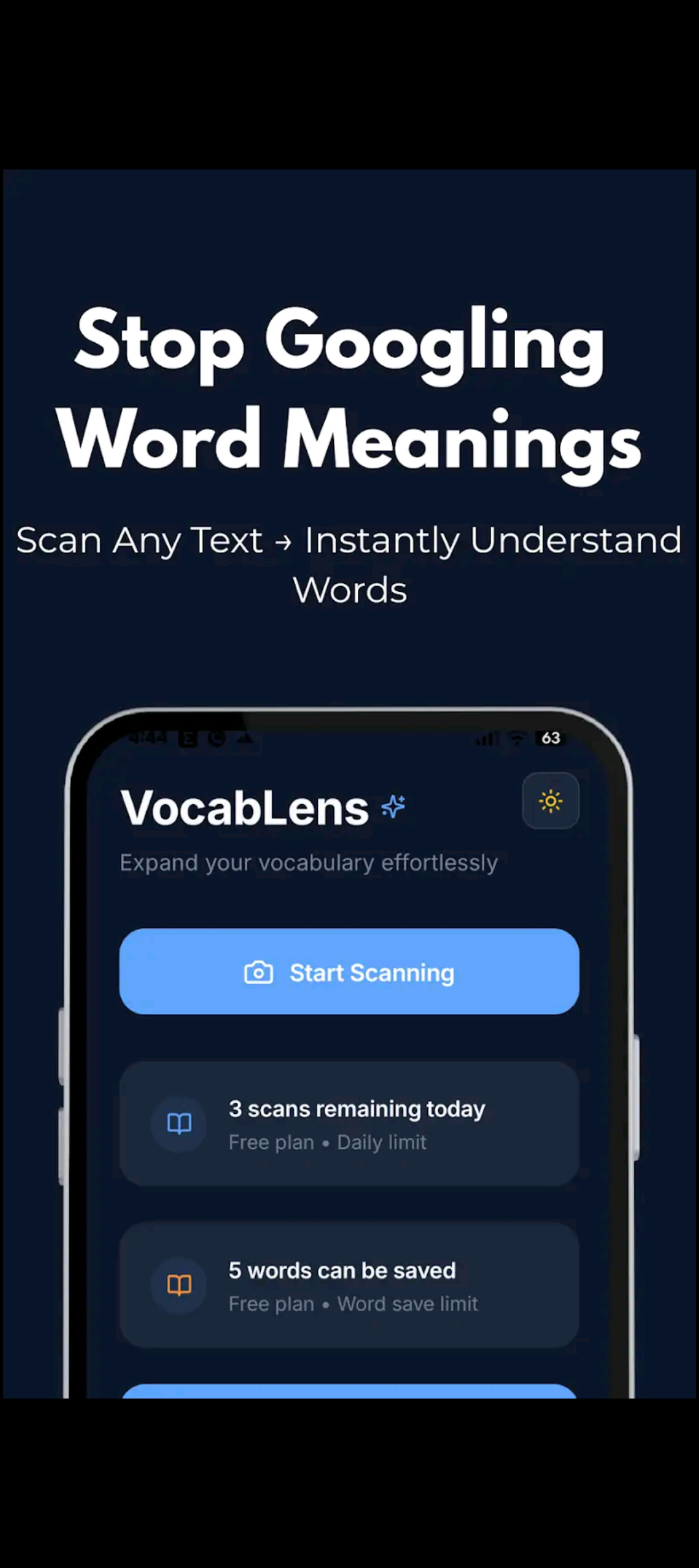 Vocablens - Main product screenshot demonstrating key features and user interface