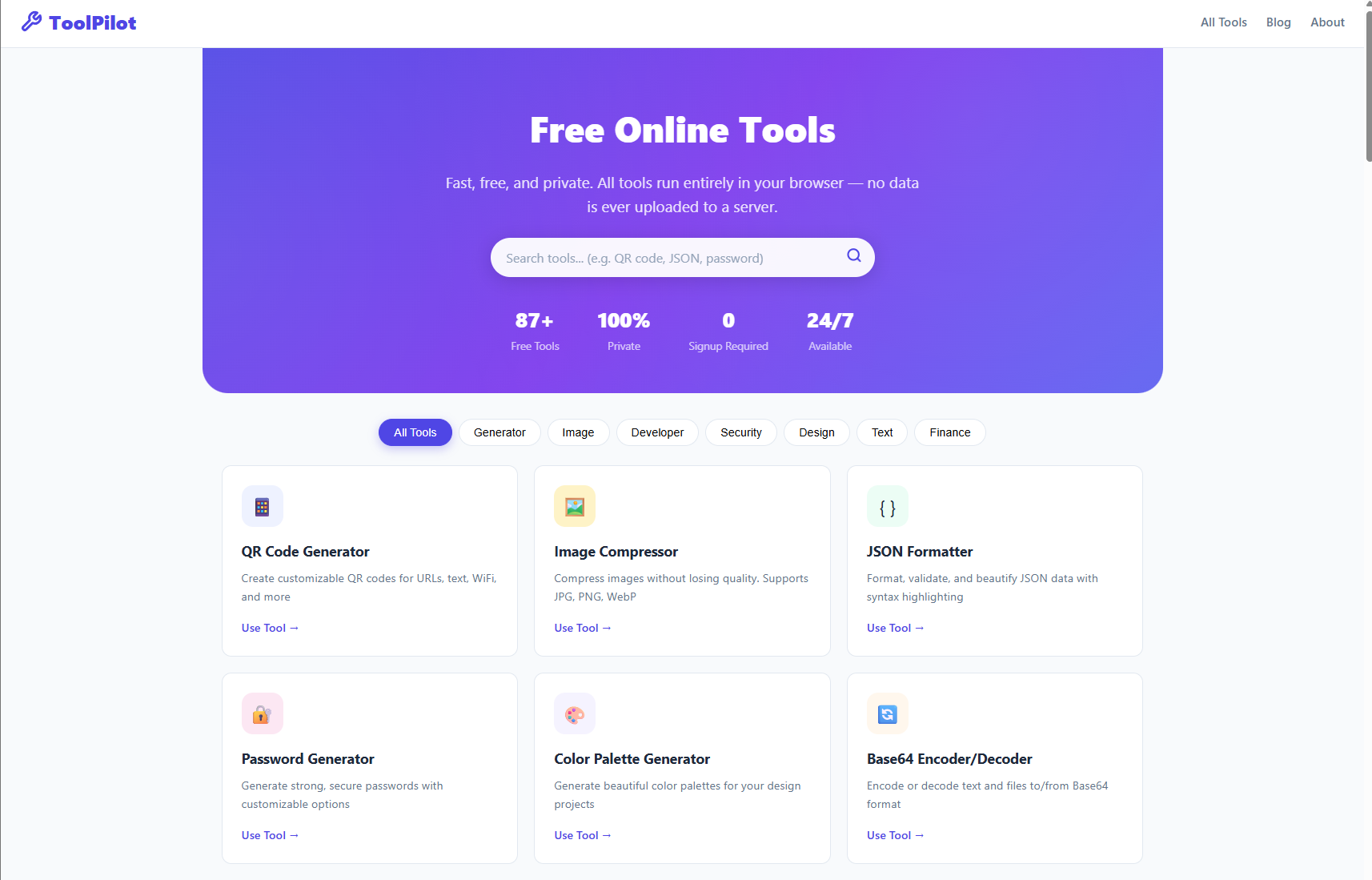 ToolPilot - Main product screenshot demonstrating key features and user interface