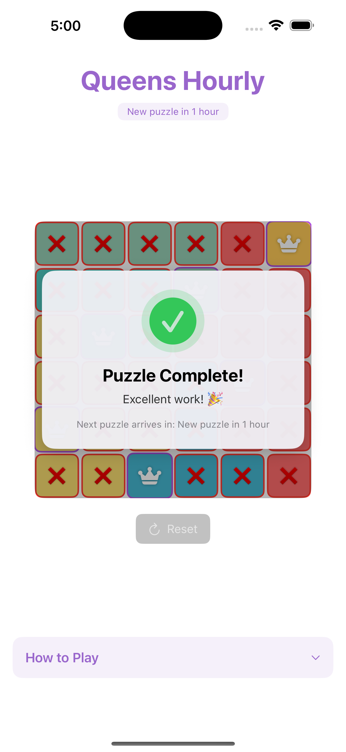 Queens ogni ora - Sfide del puzzle delle regine orarie media 9