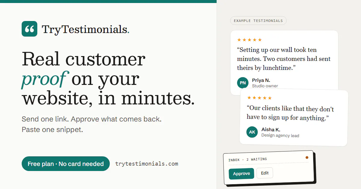 TryTestimonials gallery image