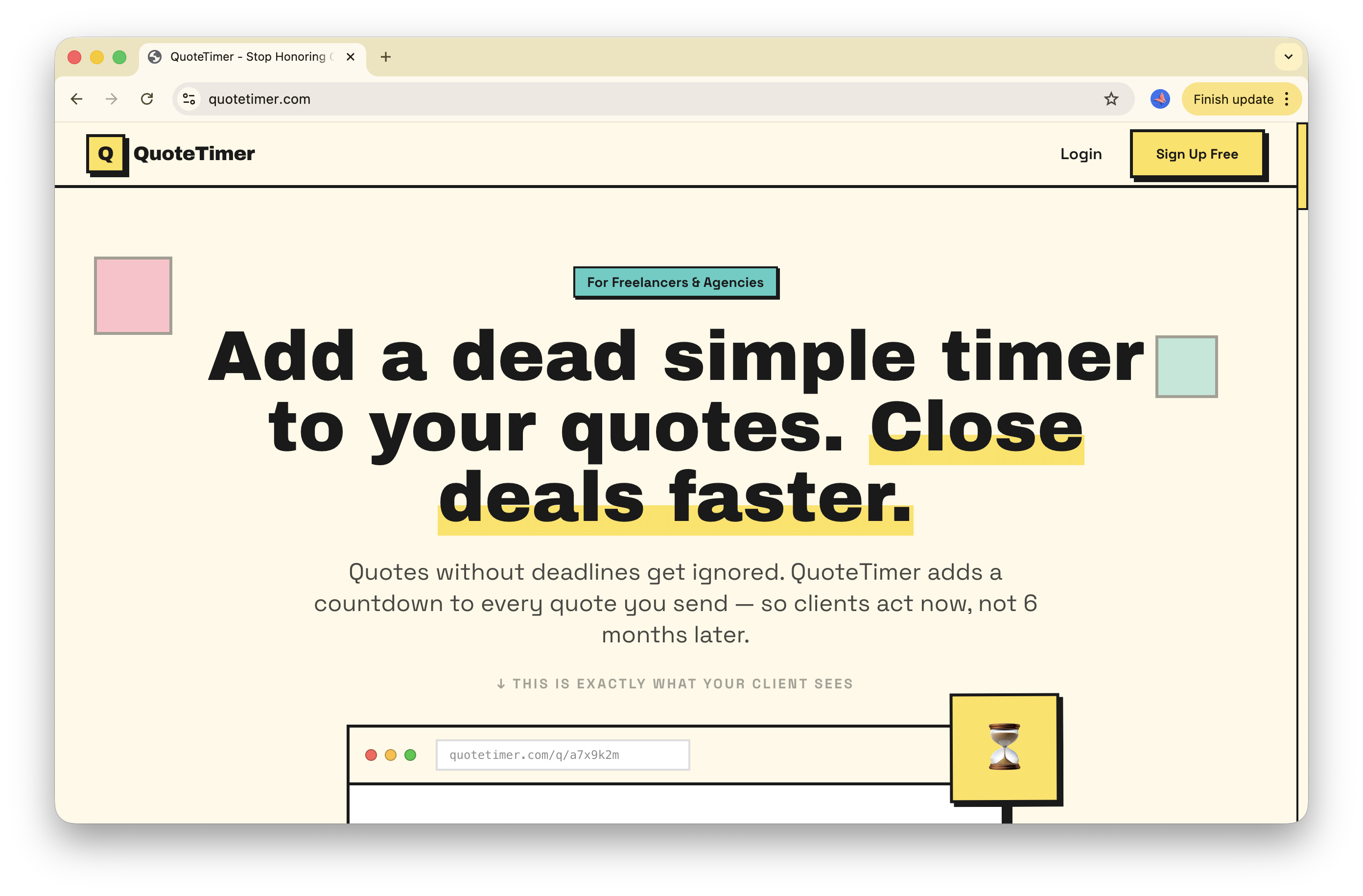 QuoteTimer - Main product screenshot demonstrating key features and user interface