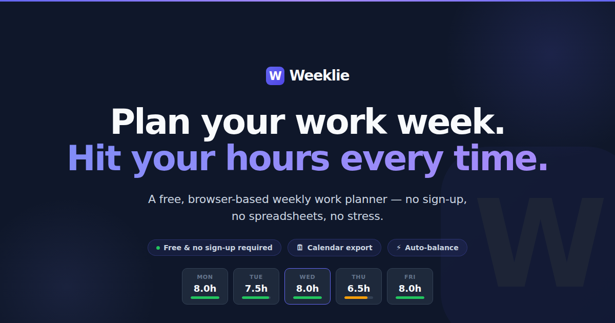 Weeklie — Weekly Work Planner gallery image