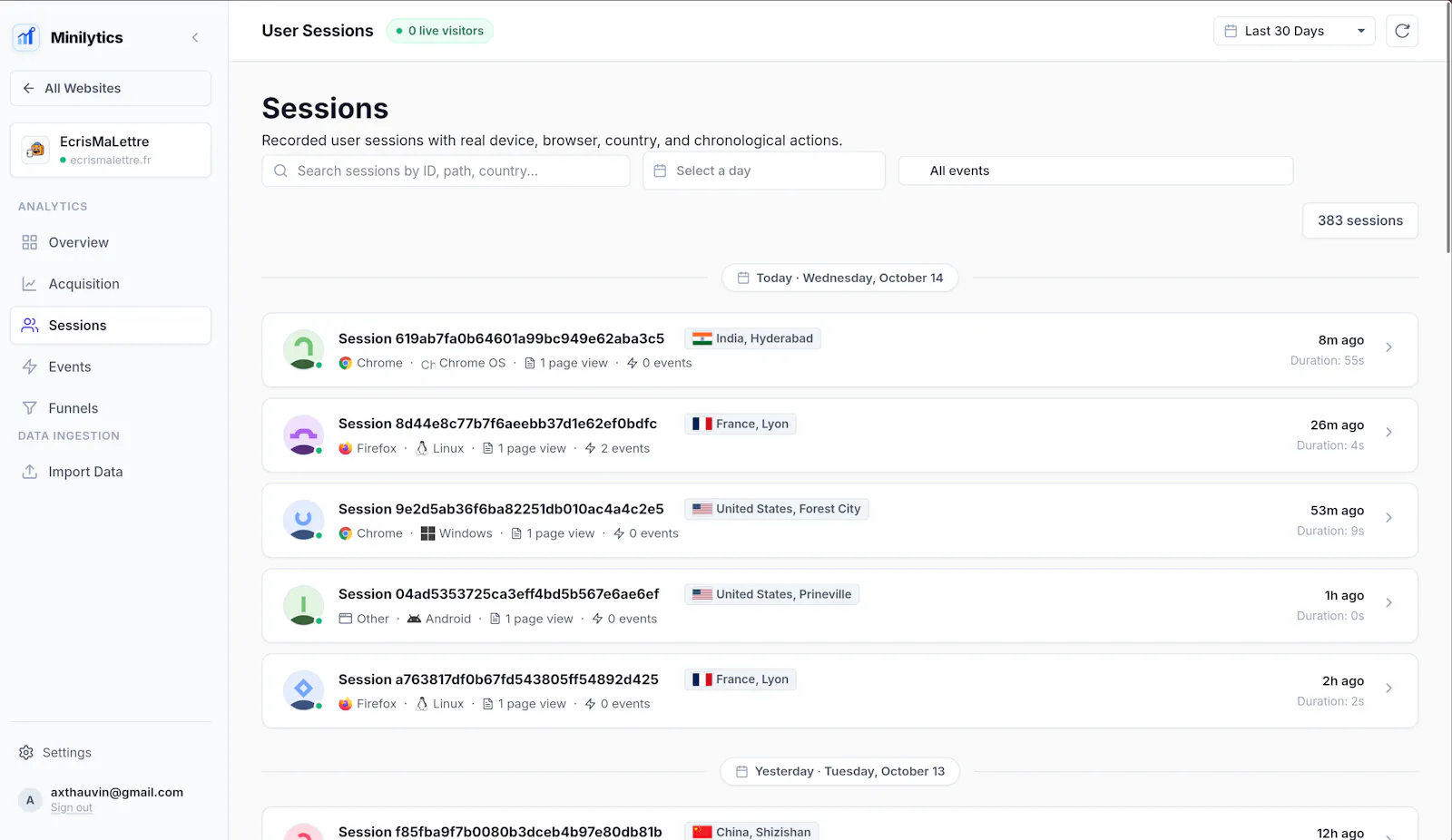 Minilytics screenshot 2