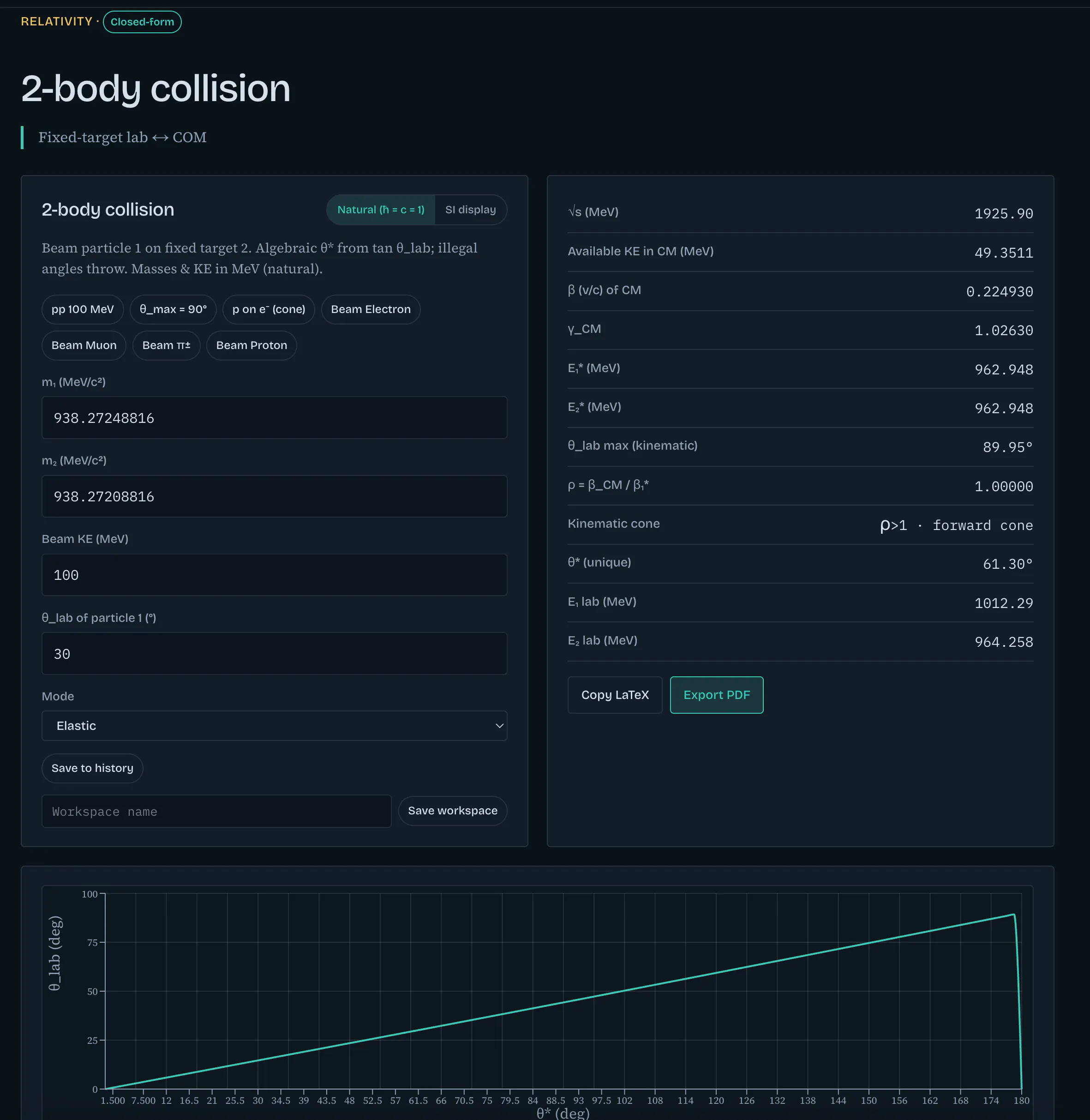 FrameCalc - physics compute with plots screenshot