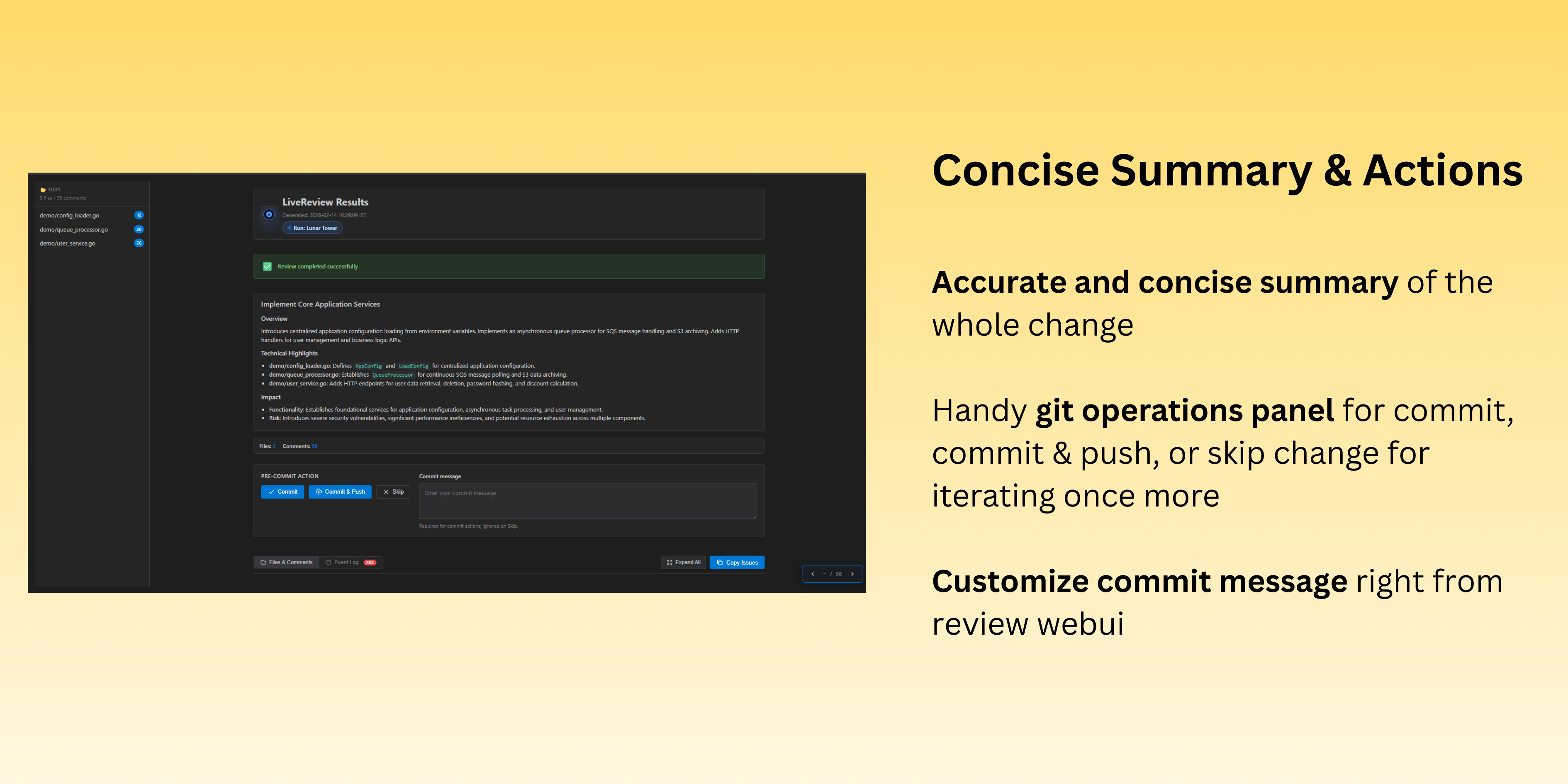 git-lrc - Screenshot 3 showing product features and functionality