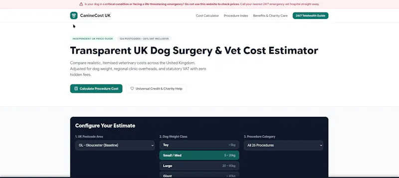 CanineCost UK — Vet Surgery Cost... screenshot 1