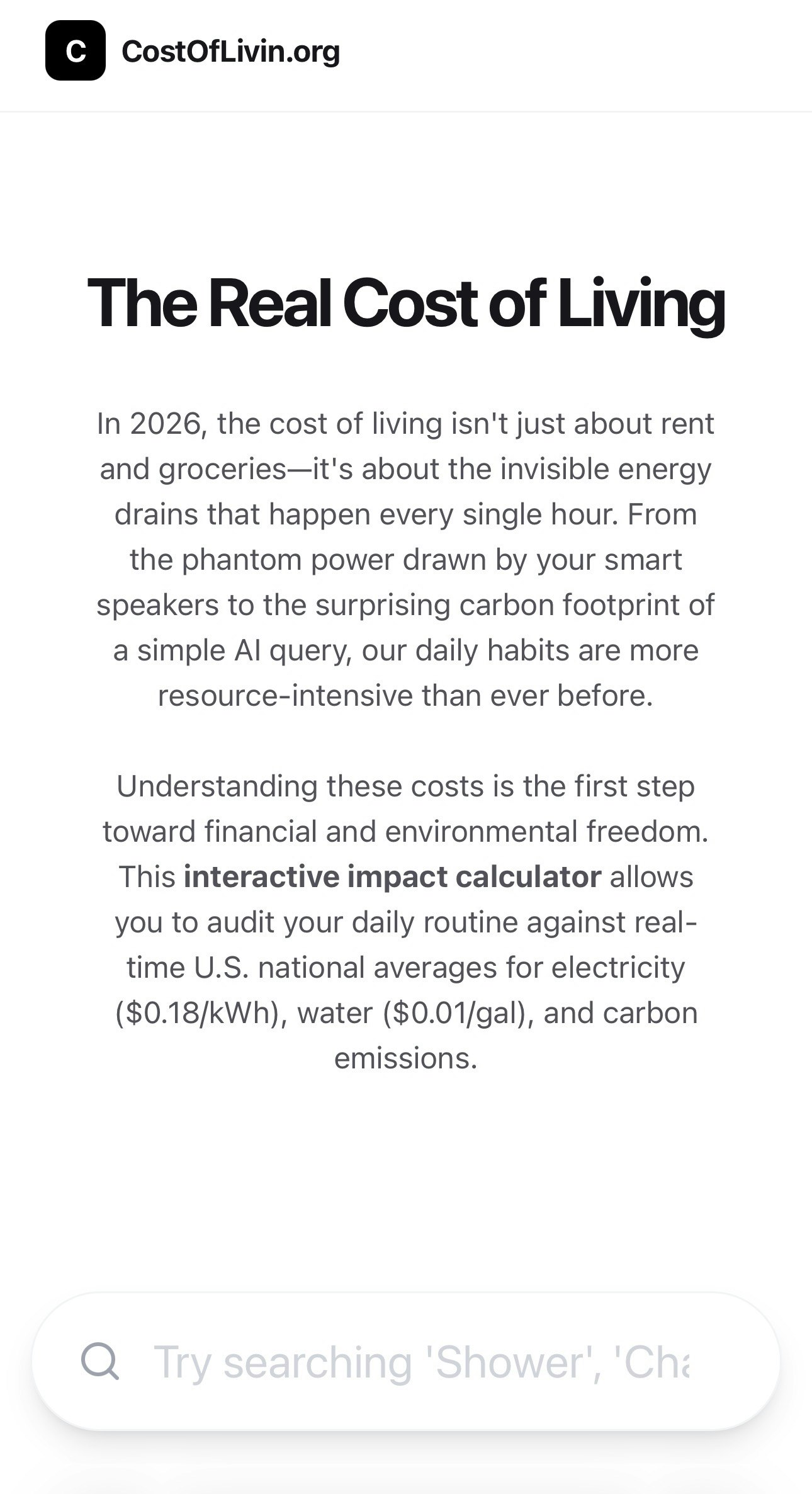 Cost of Living - Main product screenshot demonstrating key features and user interface