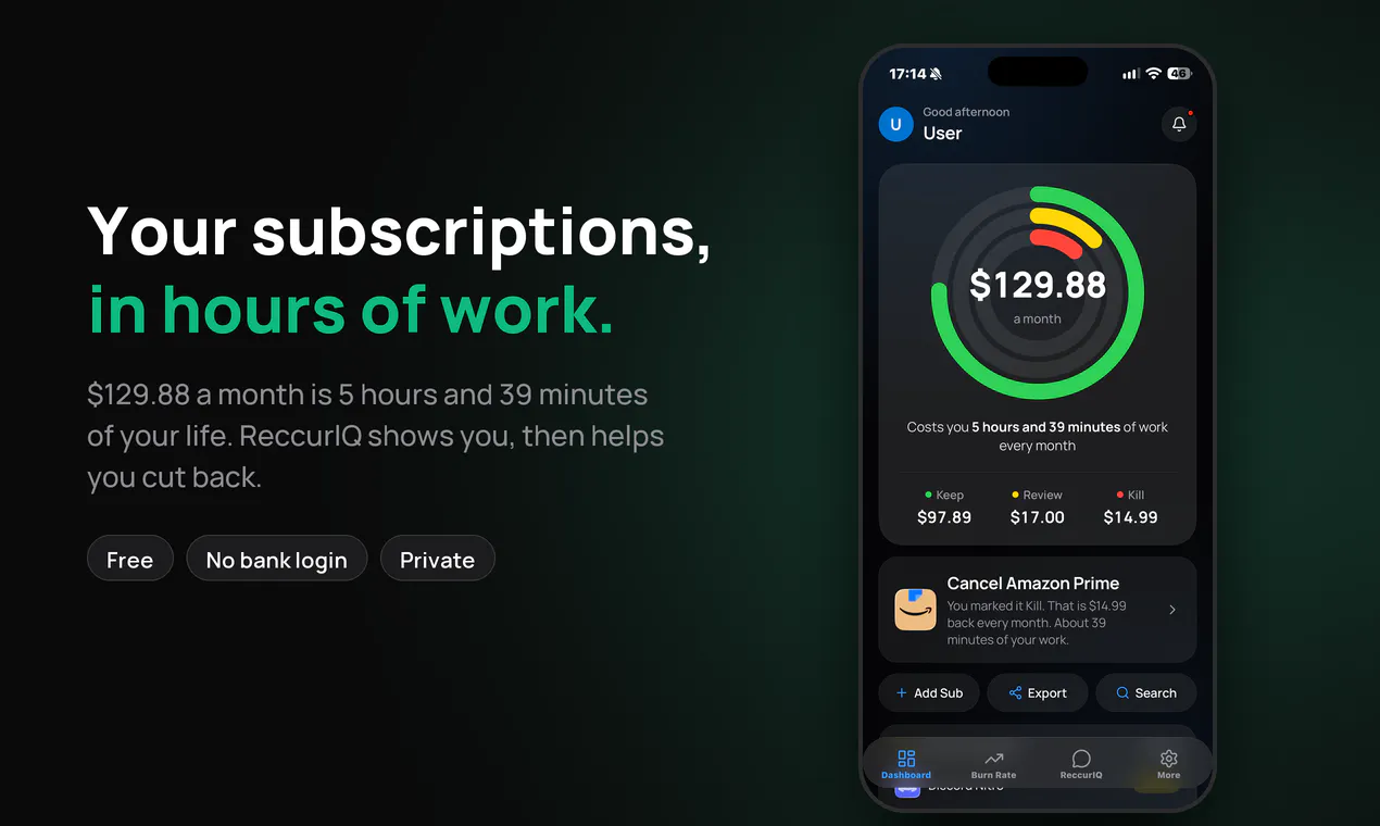 ReccurIQ: Subscription Tracker gallery image