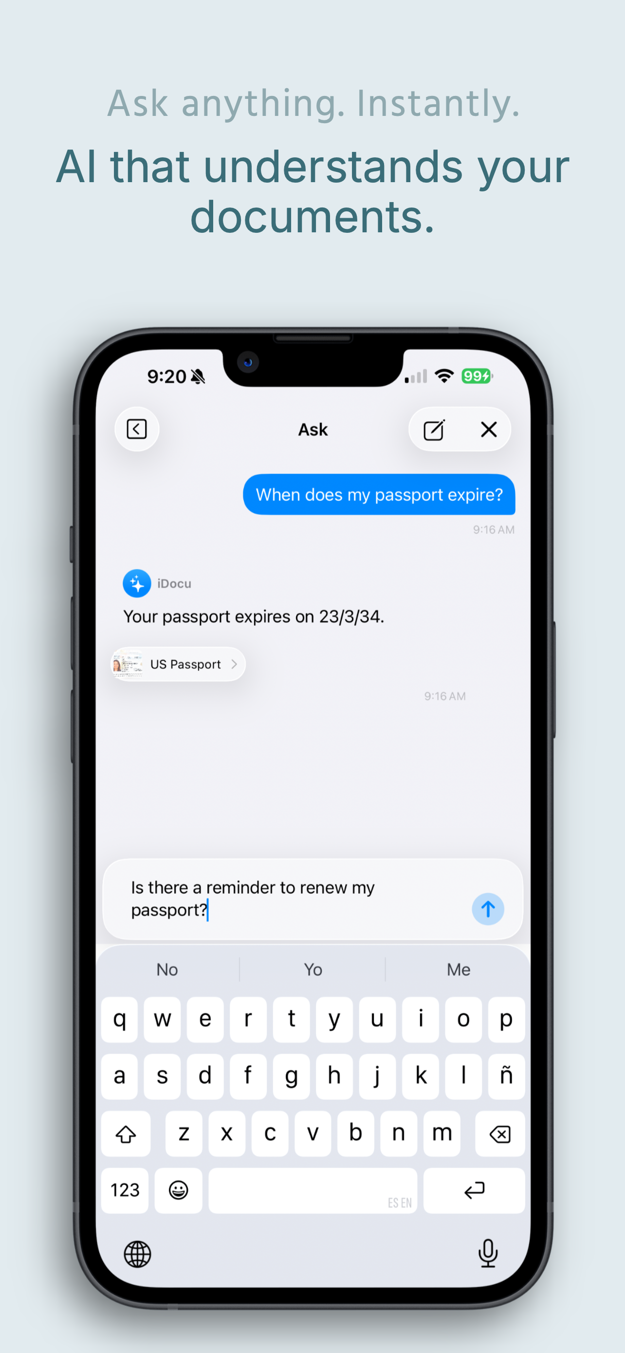 iDocu — Your documents, ready to answer. gallery image