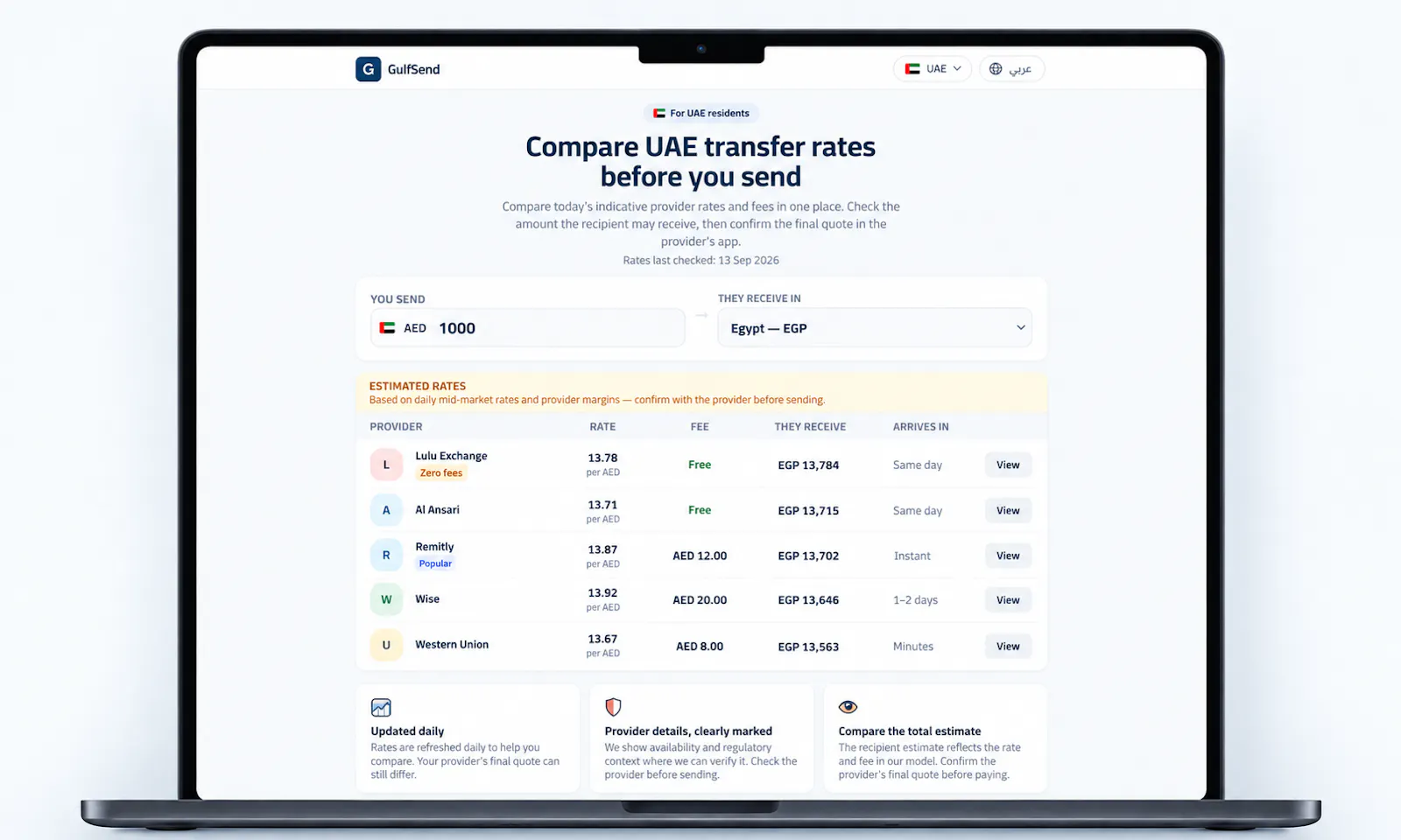 GulfSend — Send Money Smarter from UAE screenshot 1