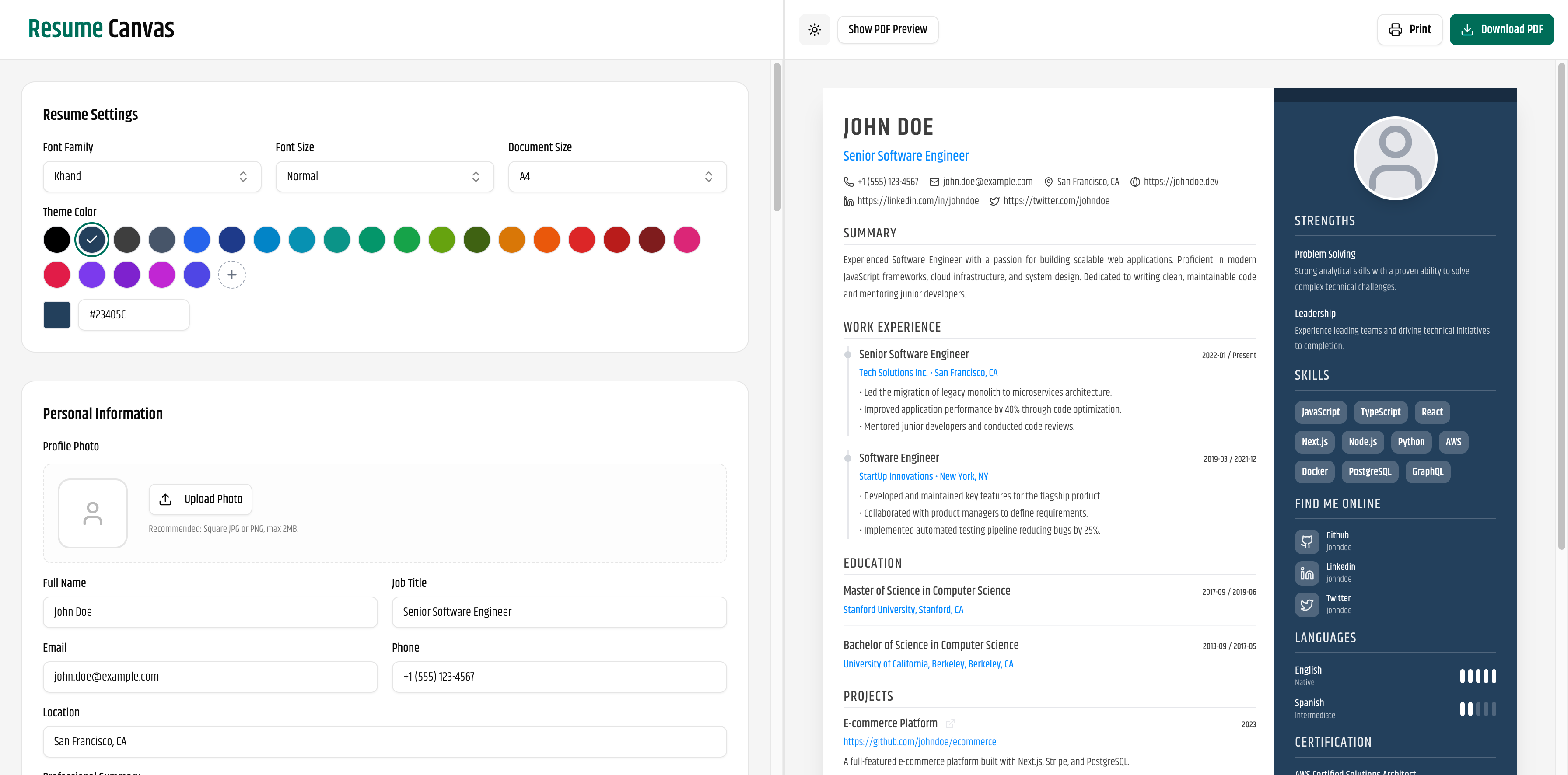 Resume Canvas gallery image