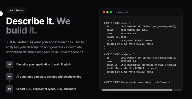 Aether DB screenshot 2