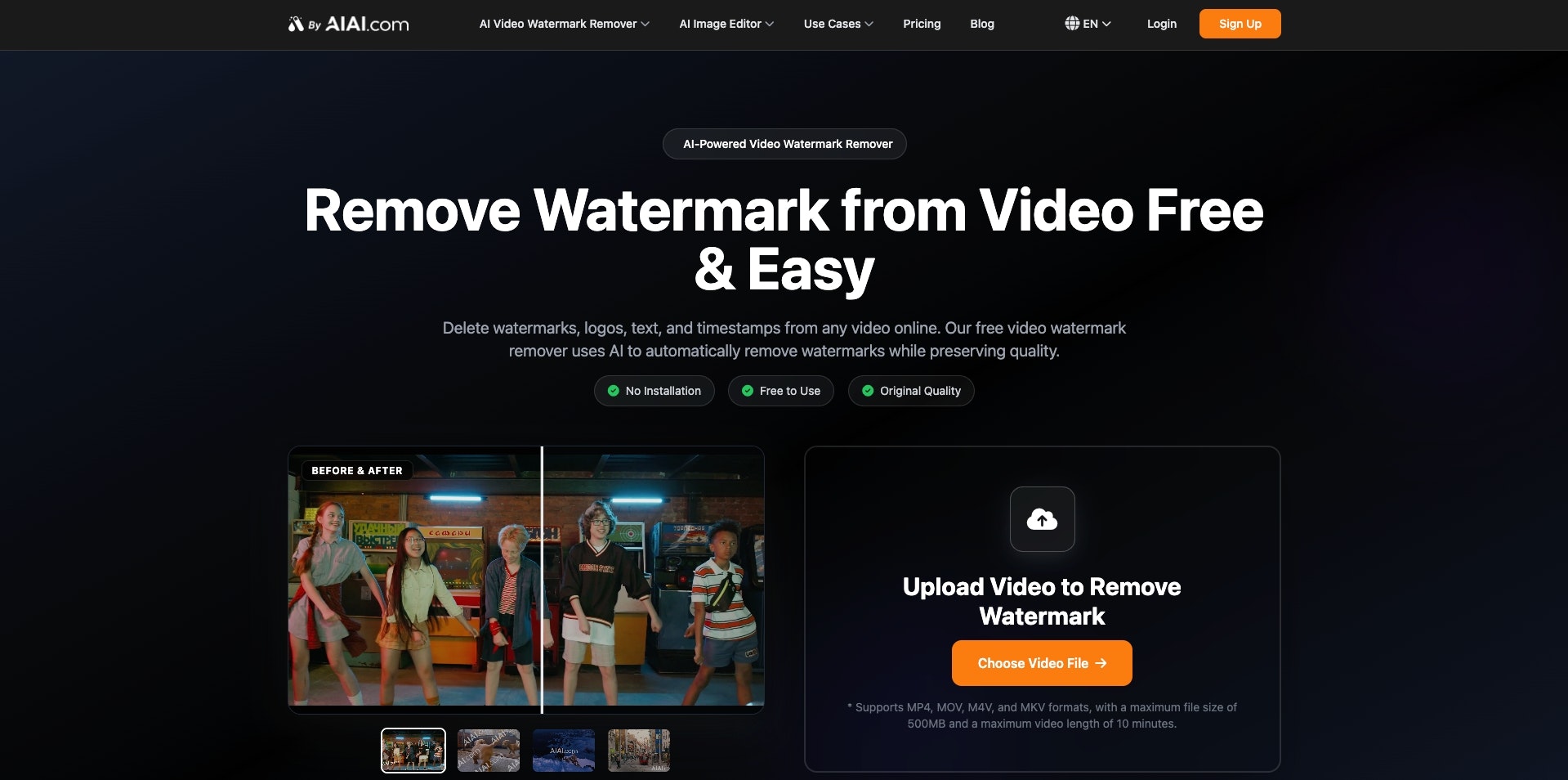 Free Video Watermark Remover - Main product screenshot demonstrating key features and user interface