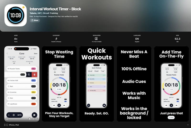 Interval Workout Timer - Block screenshot 1