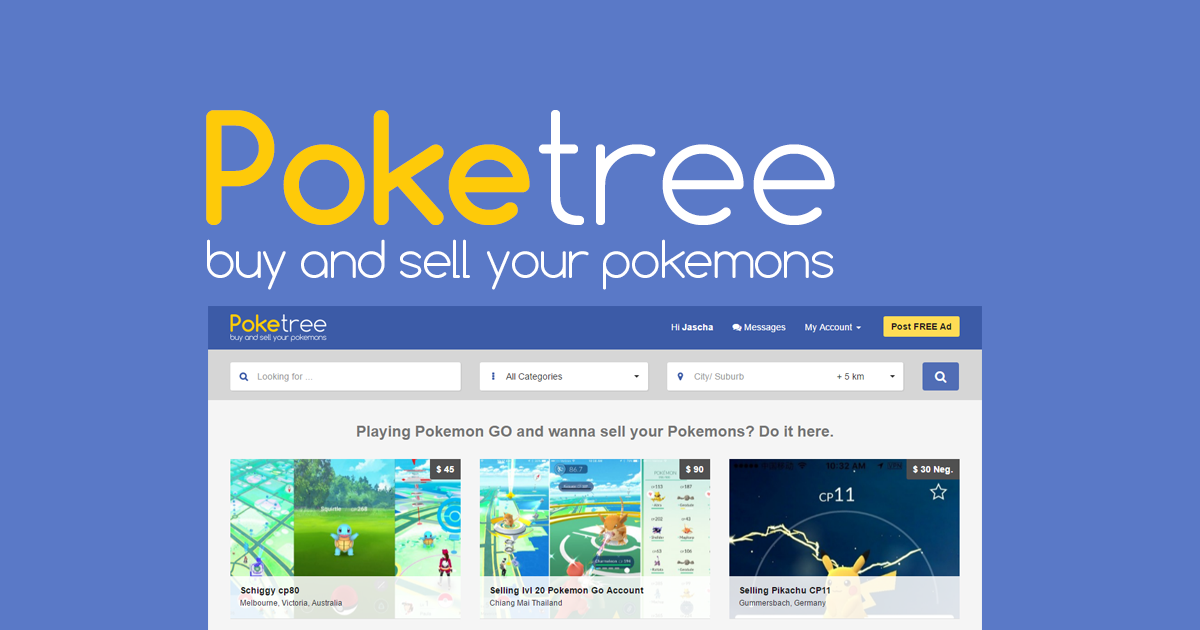 Poketree | Marketplace for Pokemon GO