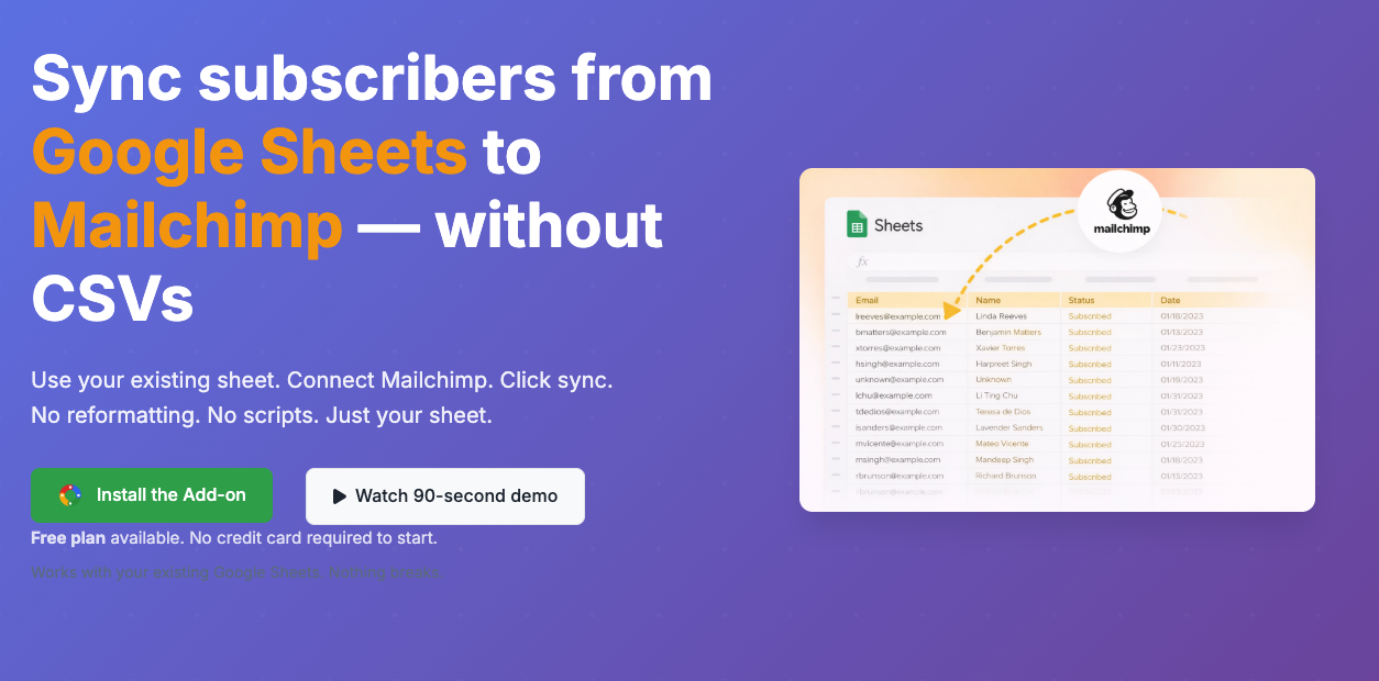 Sheets2Mailchimp gallery image