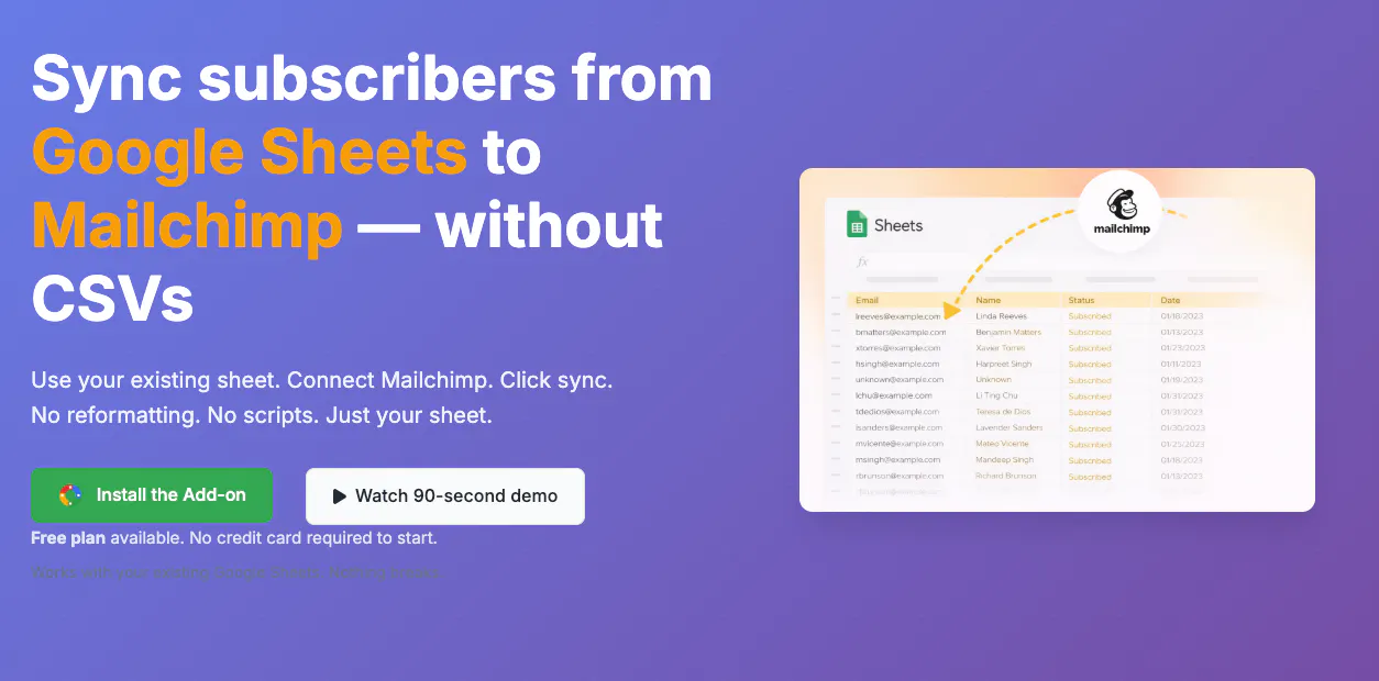 Sheets2Mailchimp 项目横幅