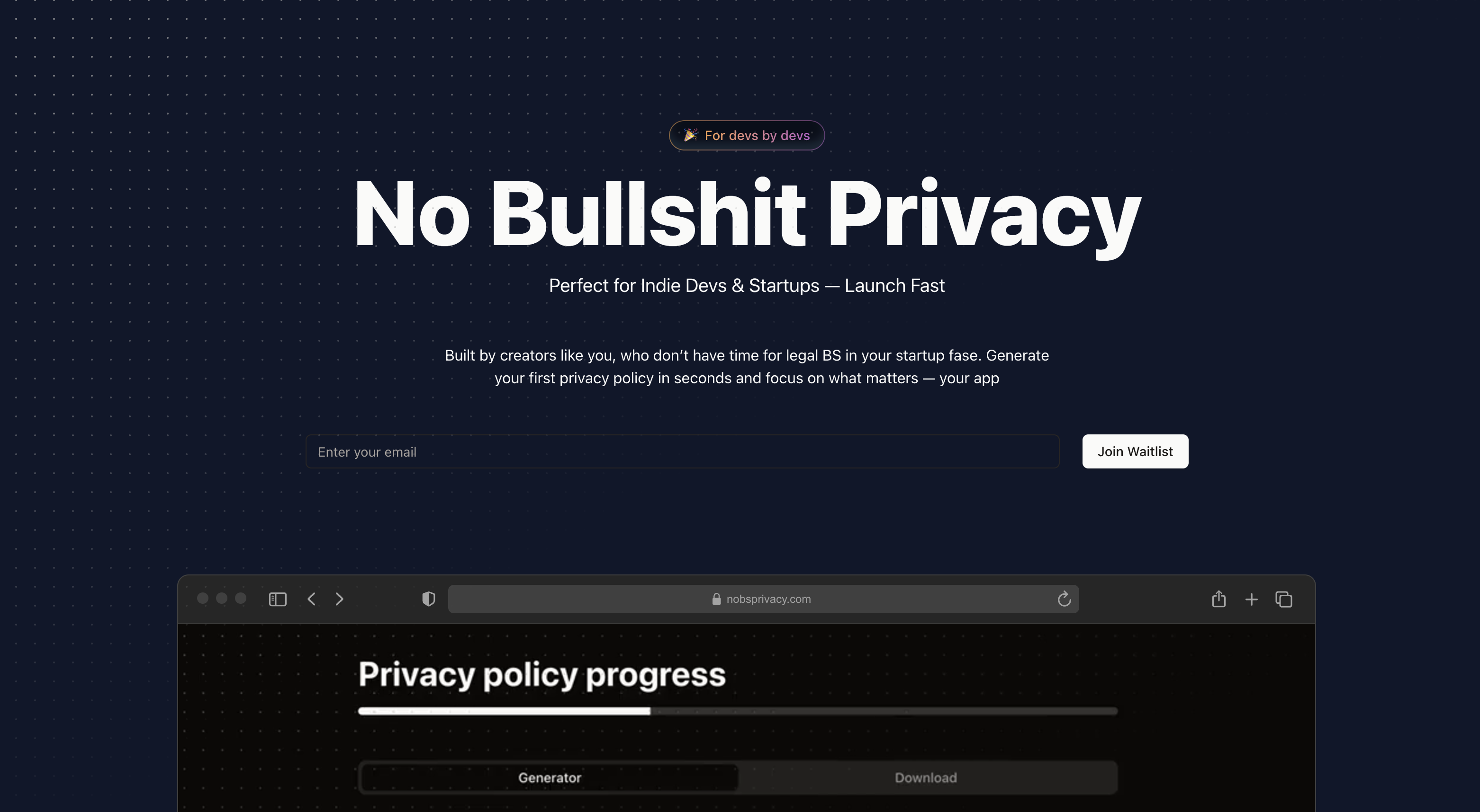 Nessun generatore di informazioni sulla privacy BS media 2
