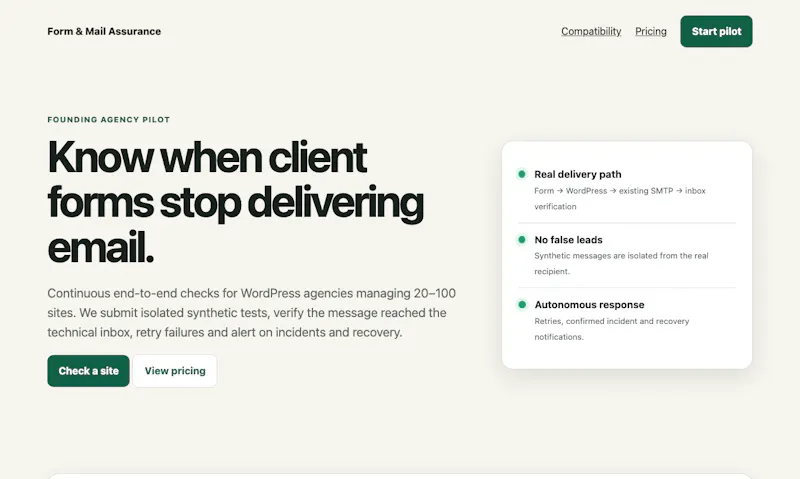 WordPress Form & Mail Assurance screenshot 1