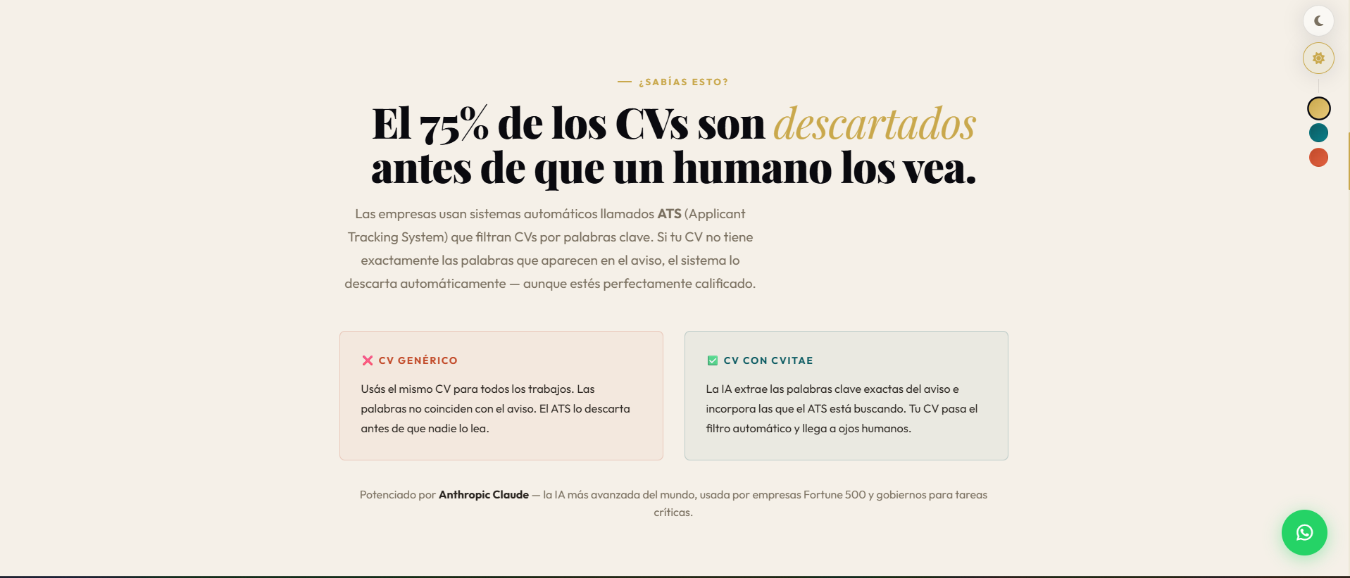 CVitae Generador de CV con IA automatico - Screenshot 5 showing product features and functionality