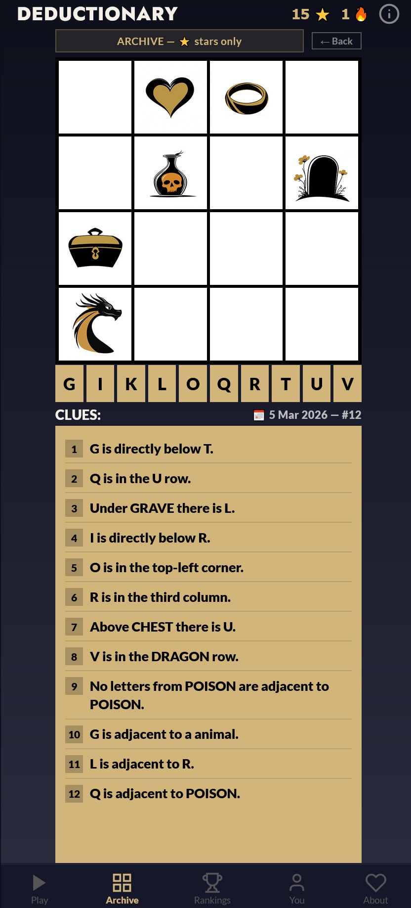 DEDUCTIONARY Daily Puzzle gallery image