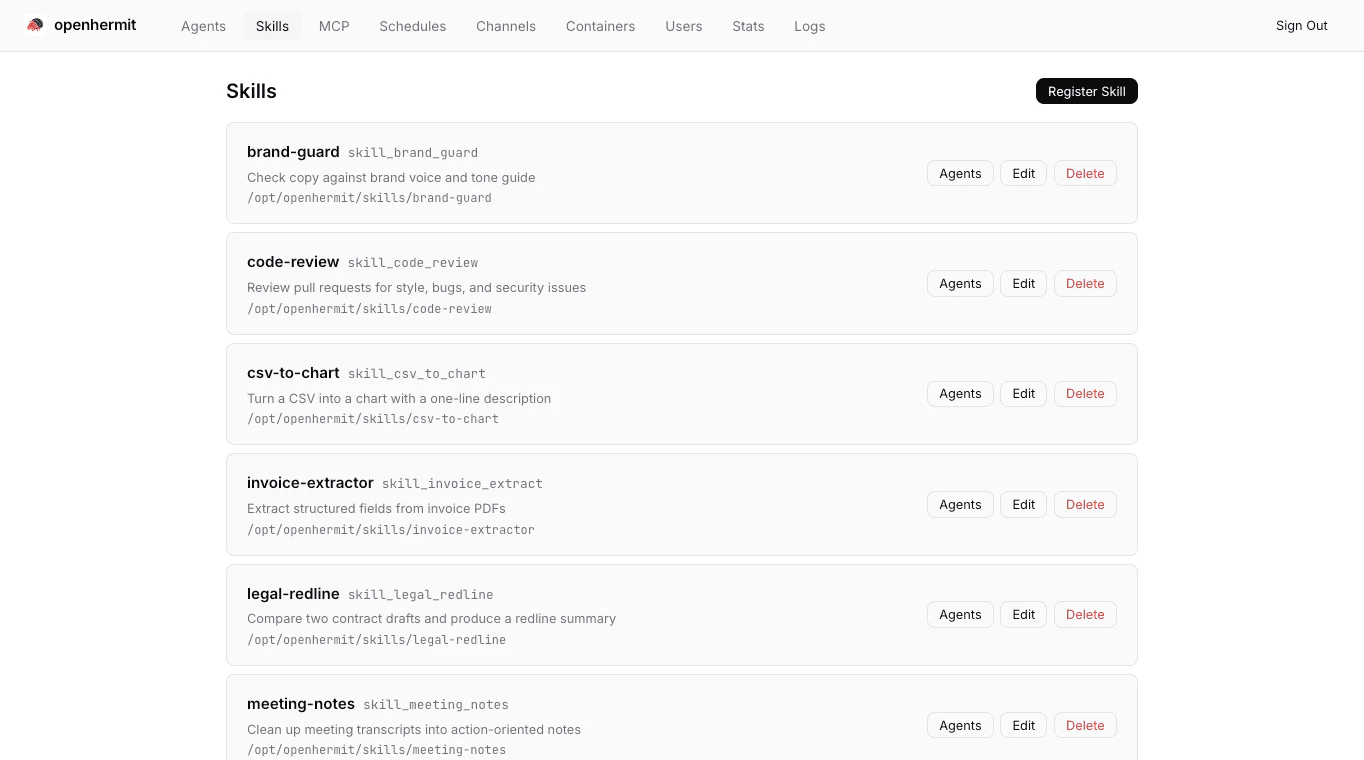 OpenHermit screenshot 2