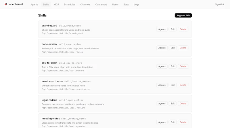 OpenHermit screenshot 2